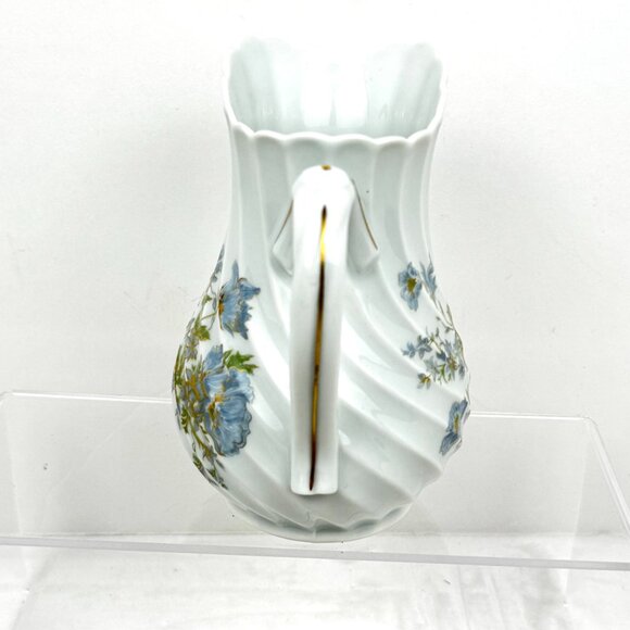 Haviland France Limoges Margaux 20 oz Torse Shaped Porcelain Pitcher Blue Gold - Picture 10 of 16